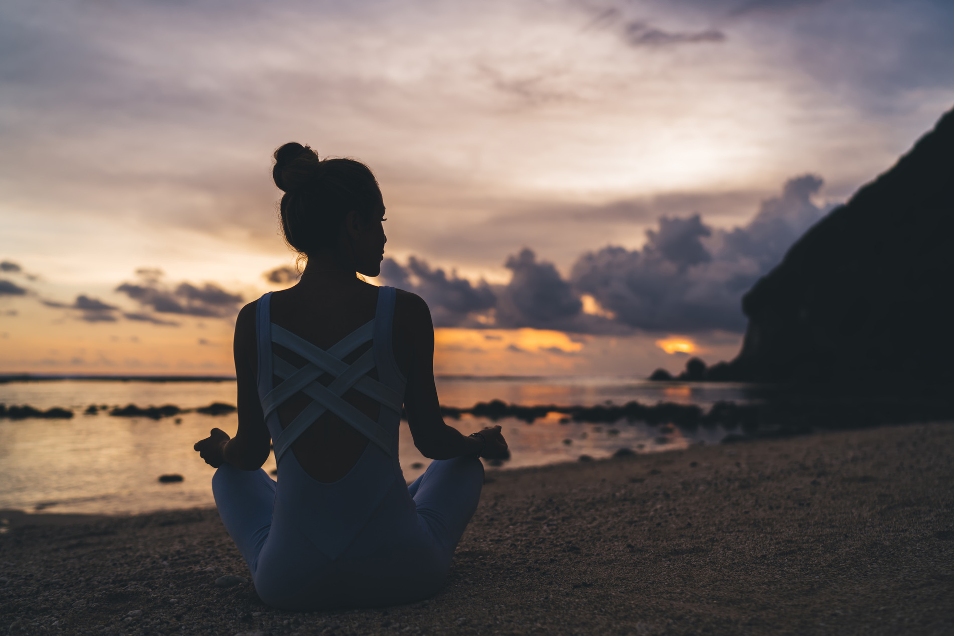 a woman meditating