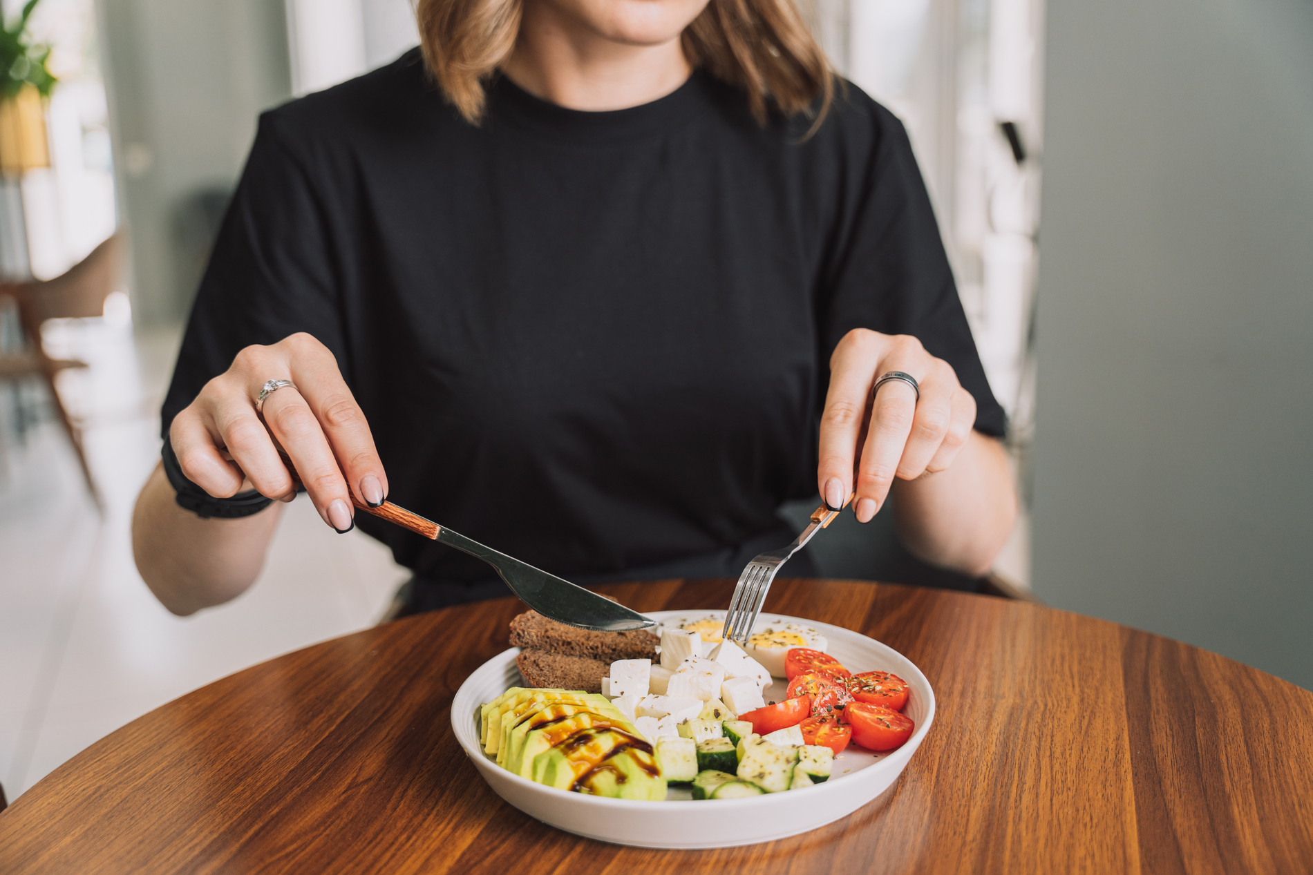 person eating a balanced meal