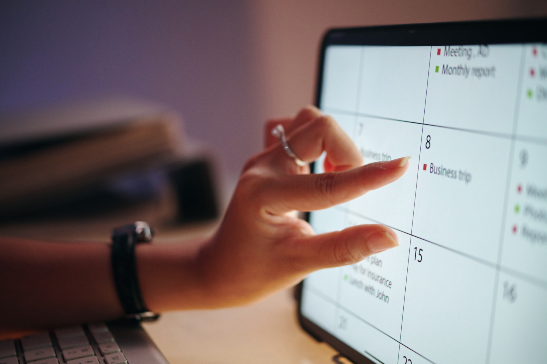 person tracking on a calendar