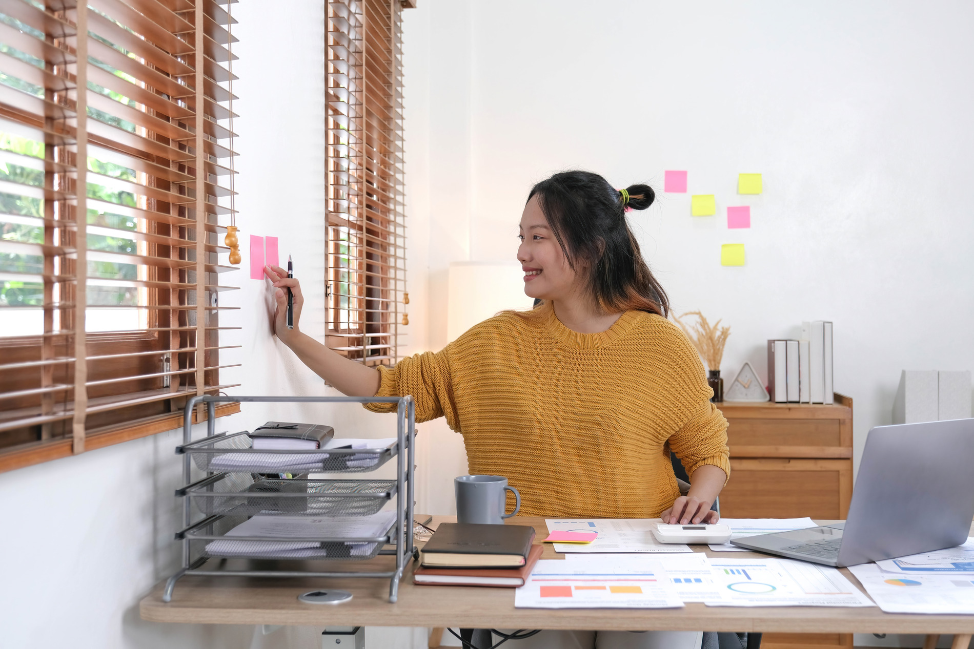 person with an organized workspace