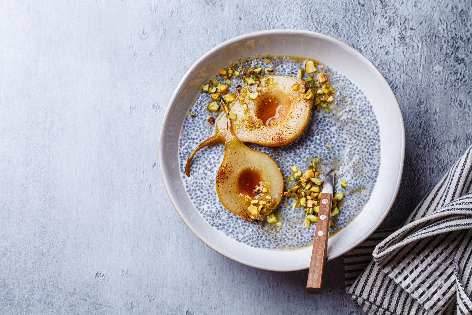 Tahini and Pear Chia Pudding