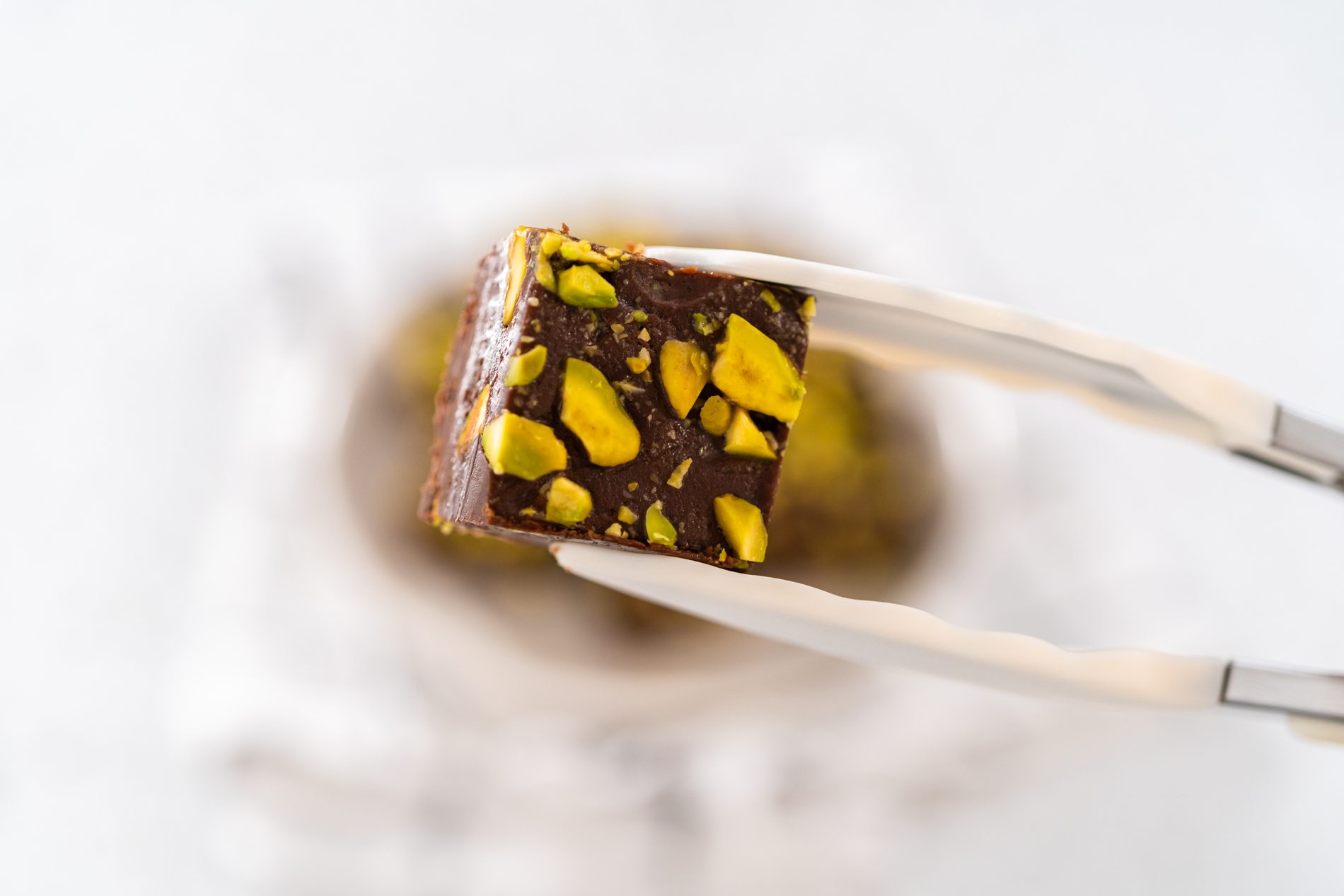 Dark Chocolate Squares with Pistachios