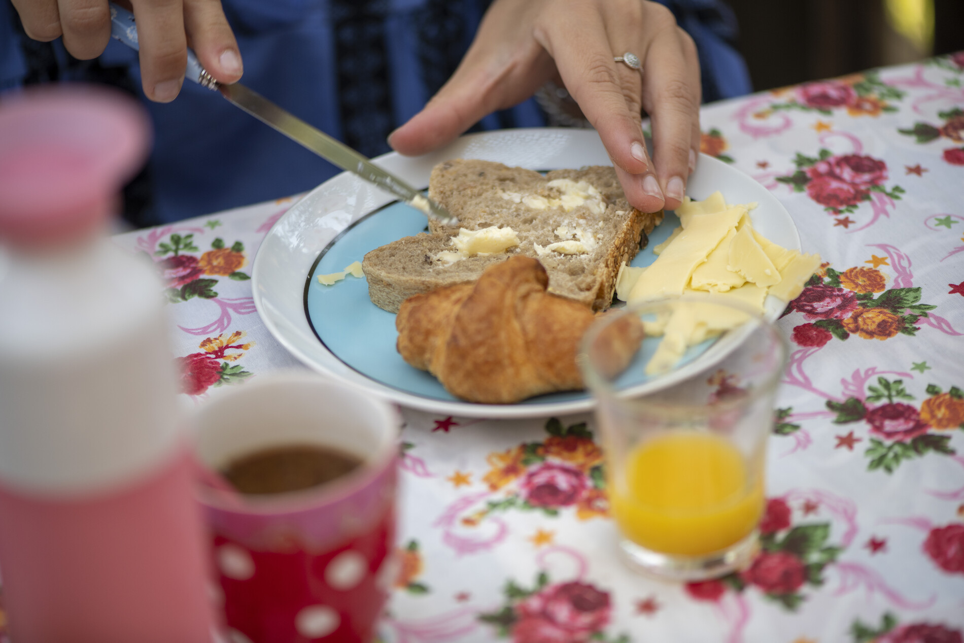 person eating breakfast