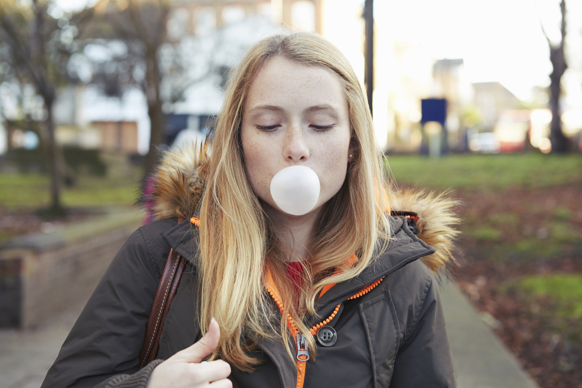 woman chewing gum