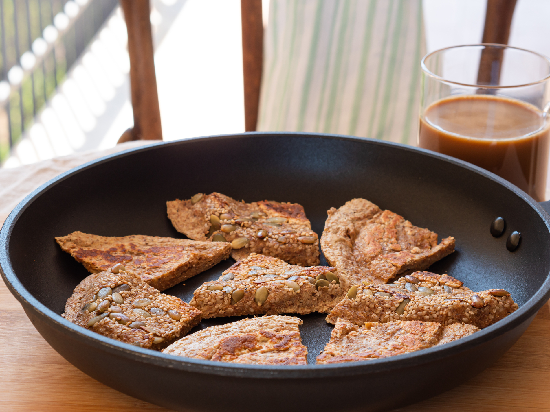 Homemade seitan in skillet