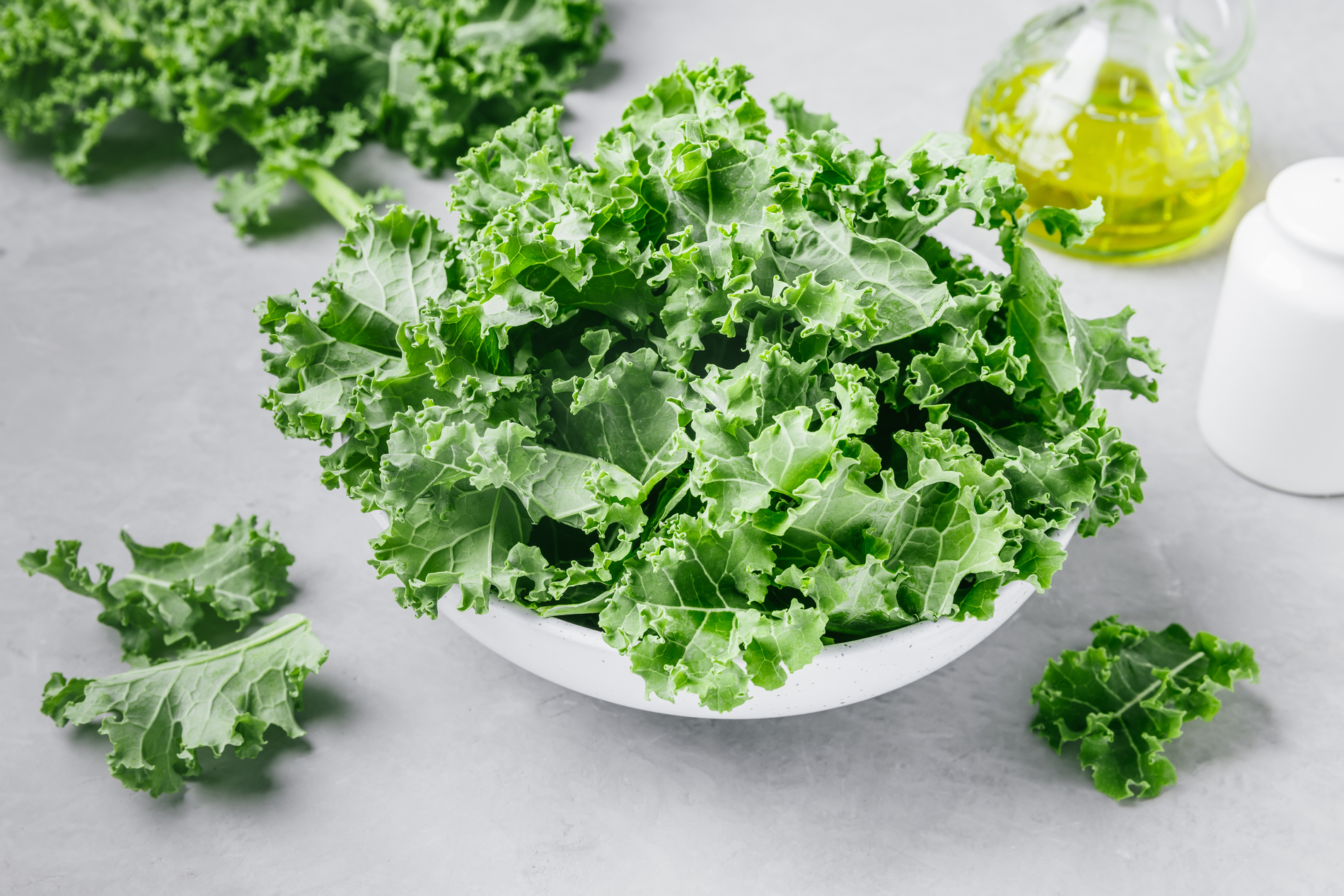 Fresh chopped kale in bowl