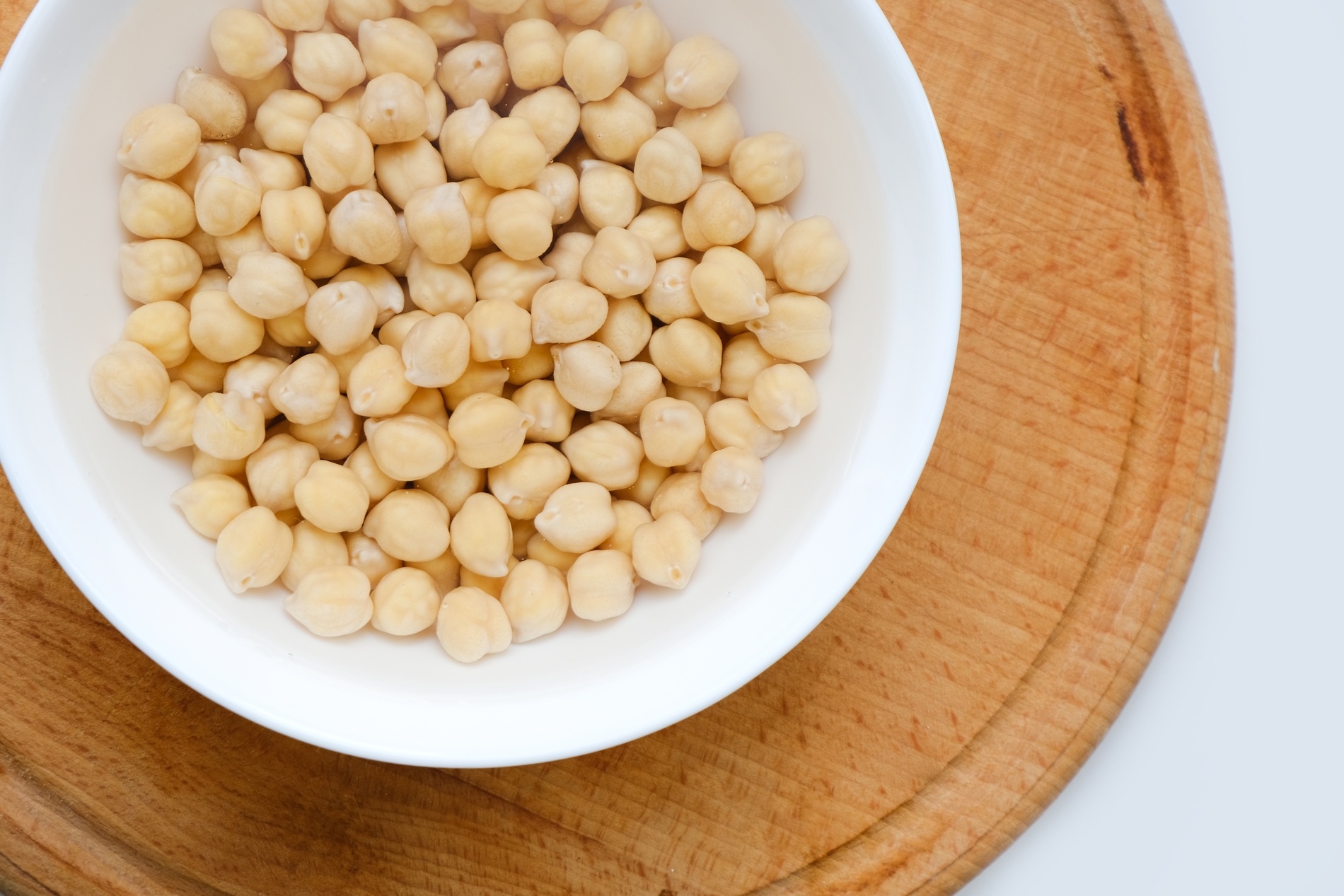Raw chickpeas soaked in water