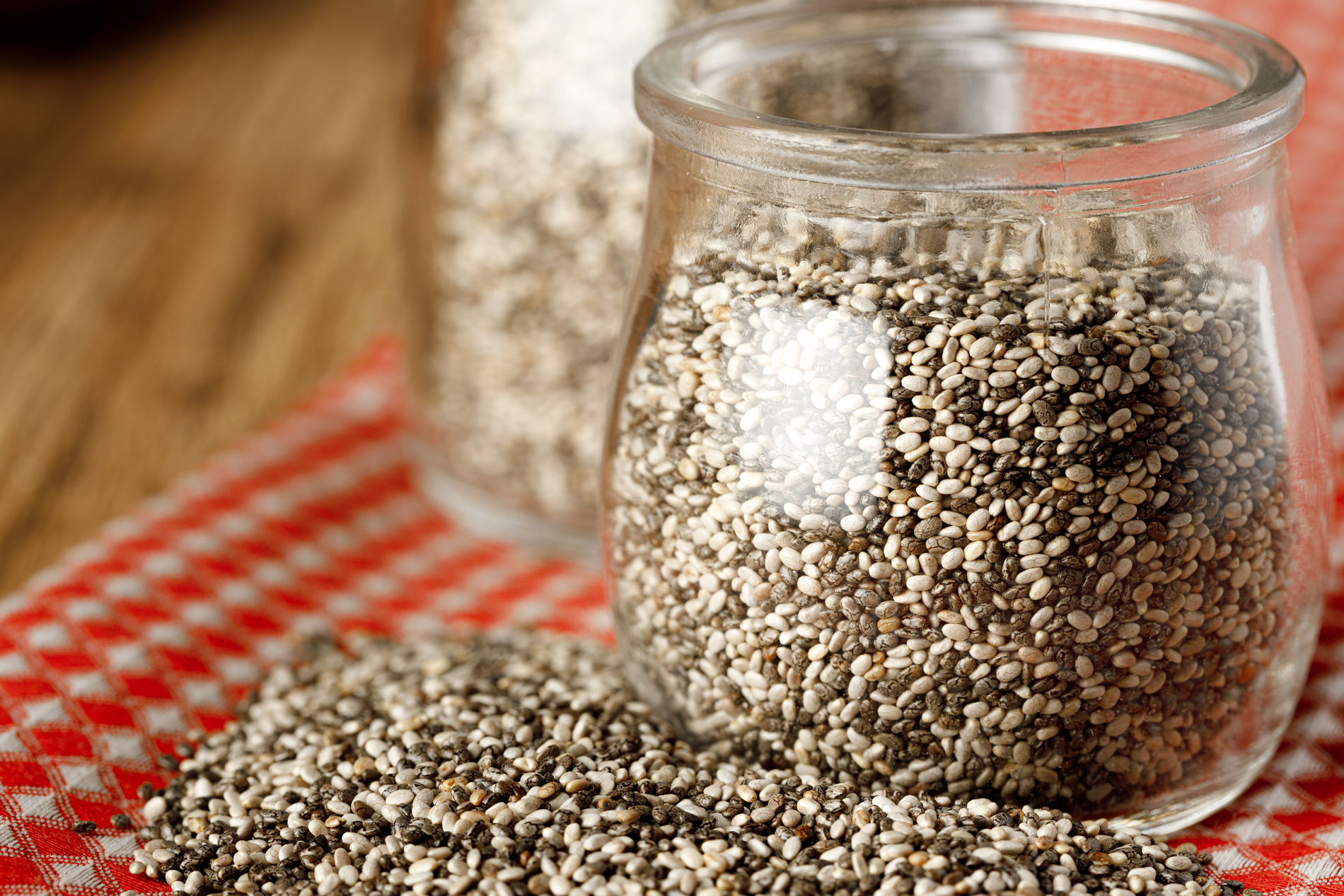 Chia seeds in glass bowl