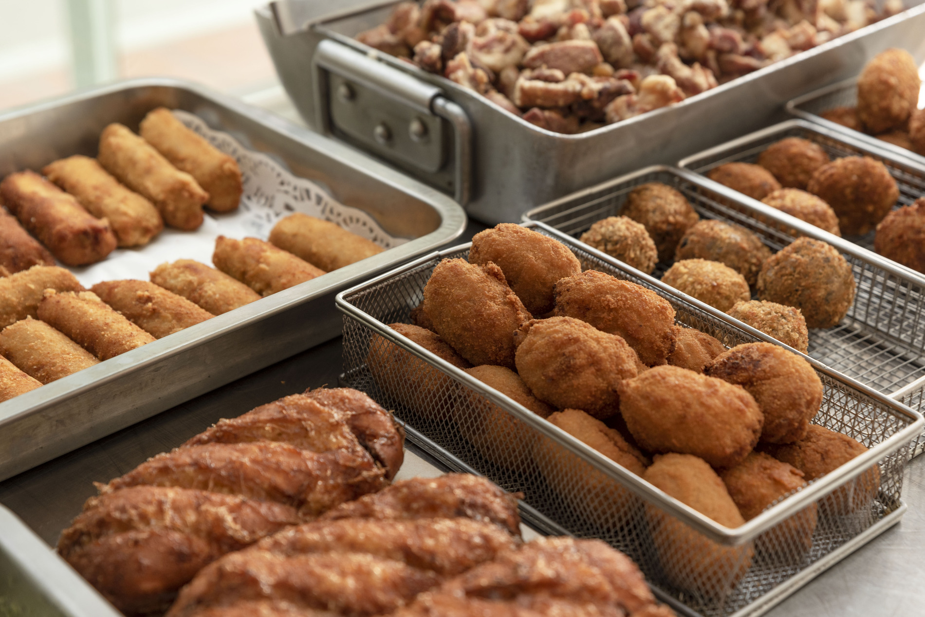 Fried croquettes in pan