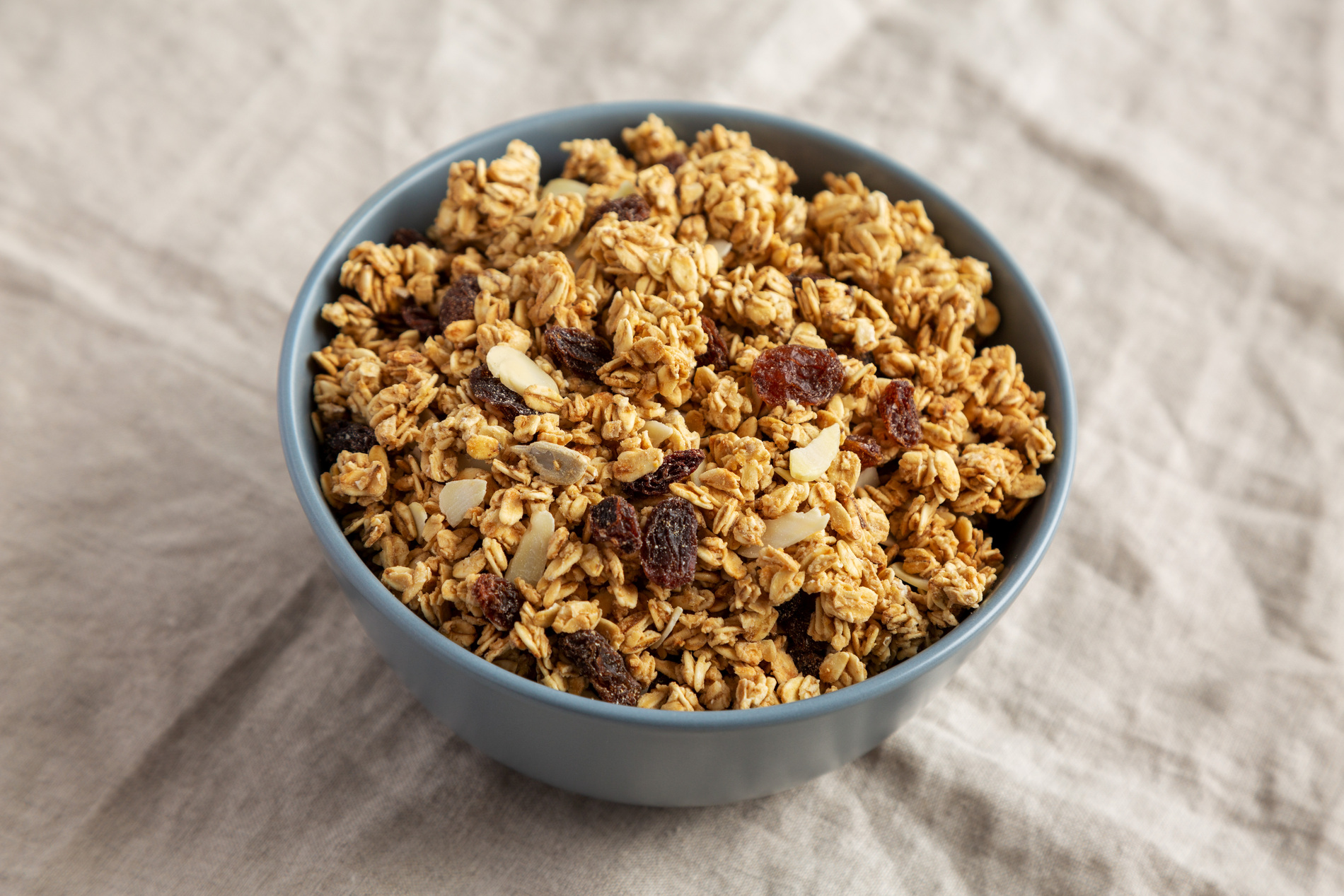 Homemade granola with raisins and almonds