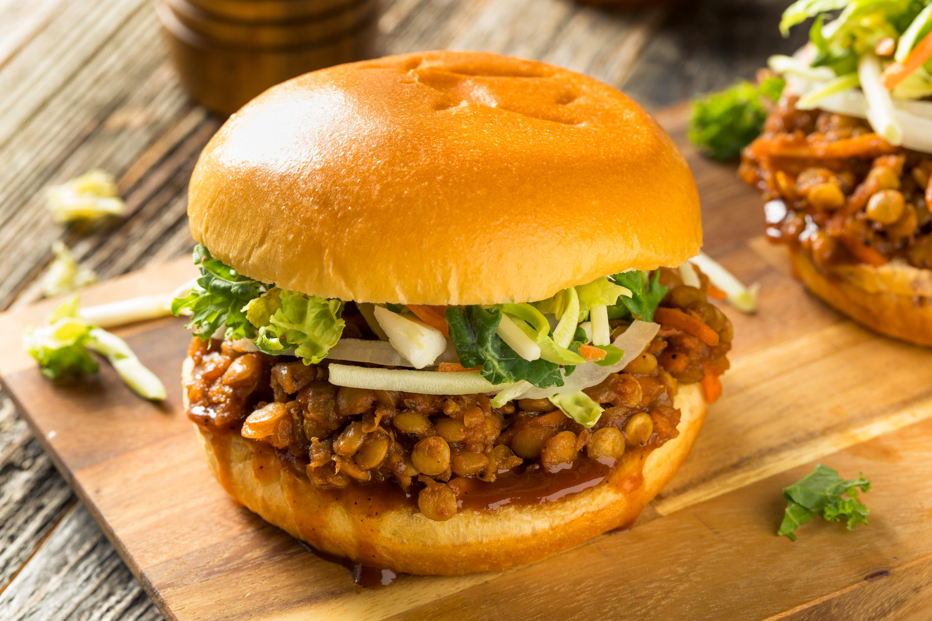 Vegan lentil barbecue sandwich