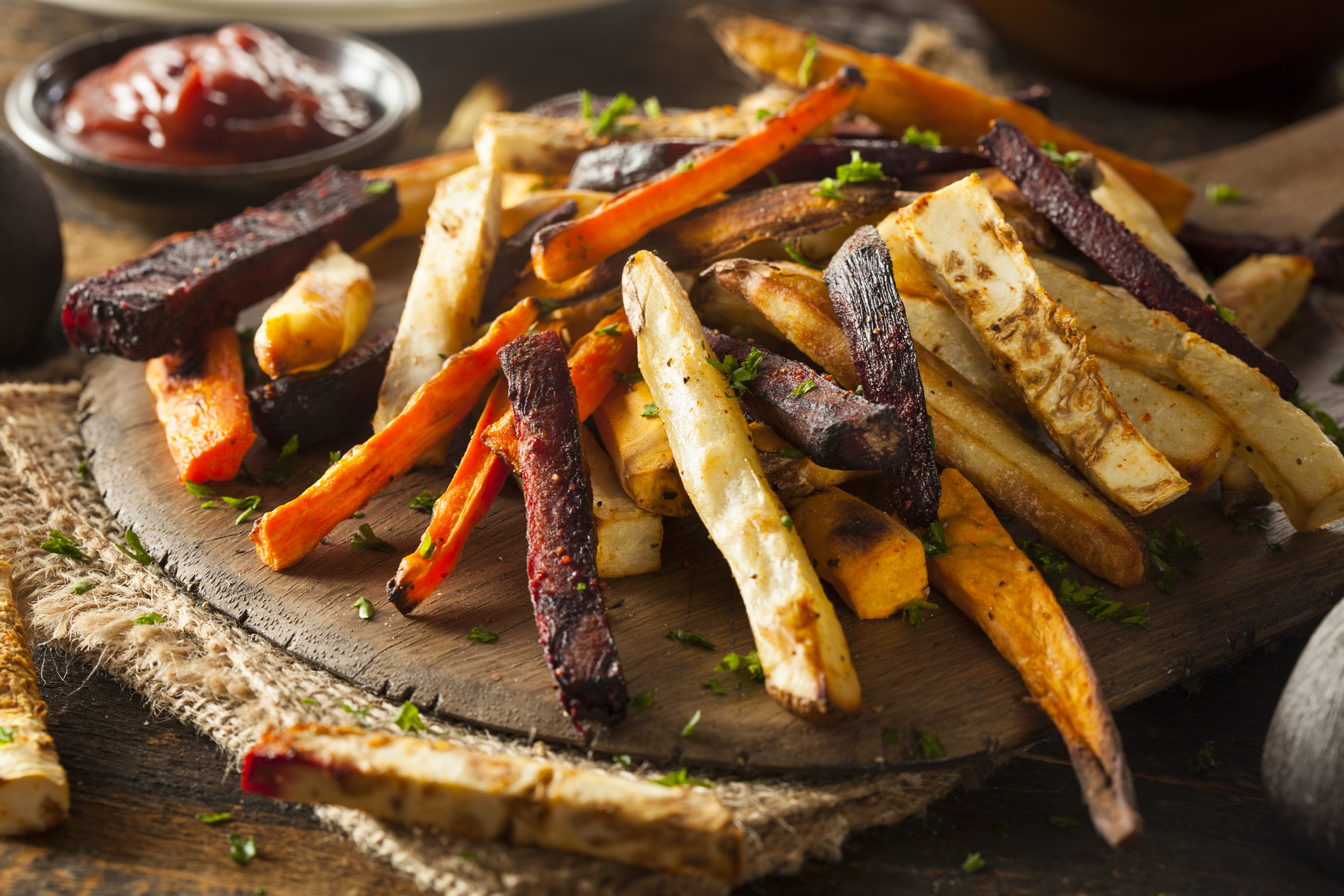 Roasted Root Vegetables Over Fries