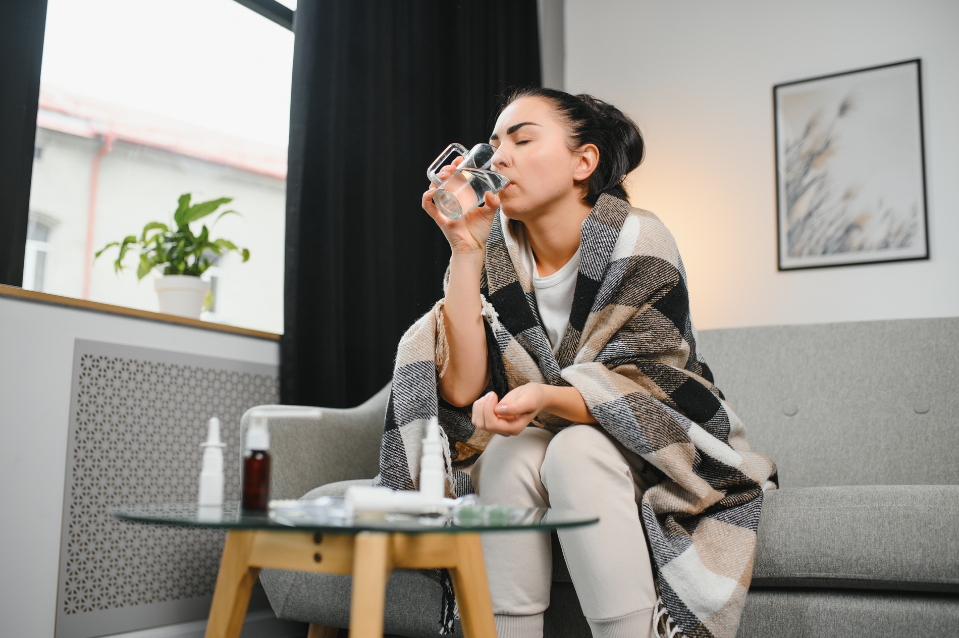 woman drinking water