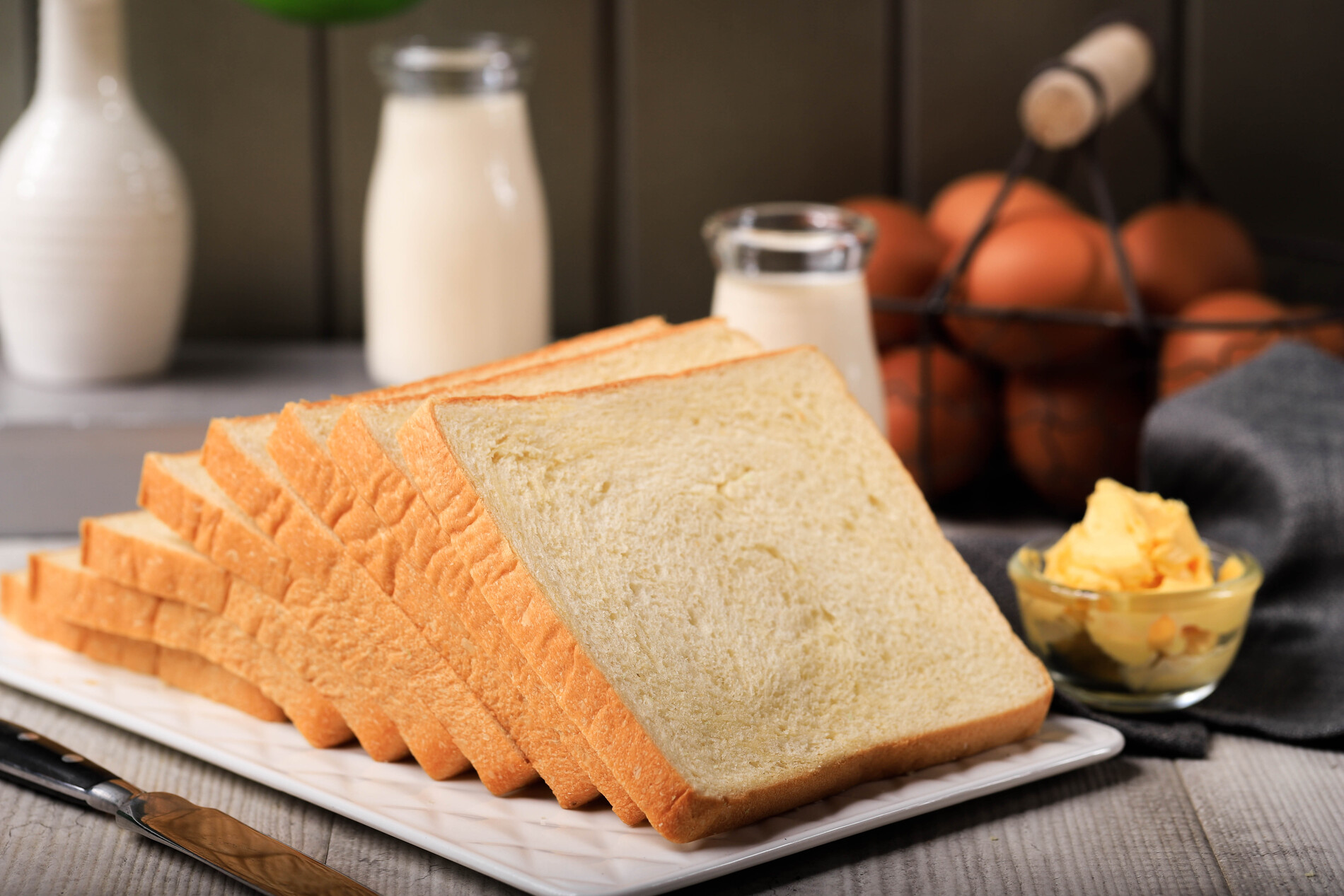 Sliced white bread loaf