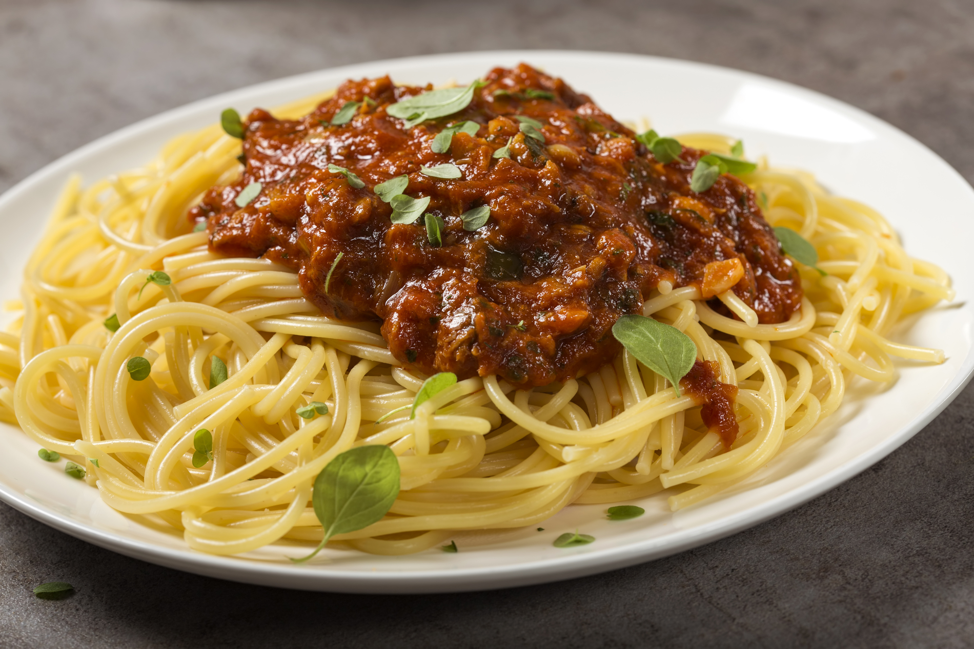 Spaghetti with TVP sauce