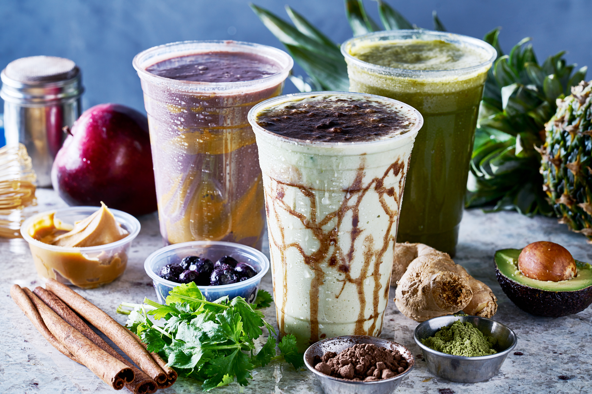 Assorted store-bought smoothies