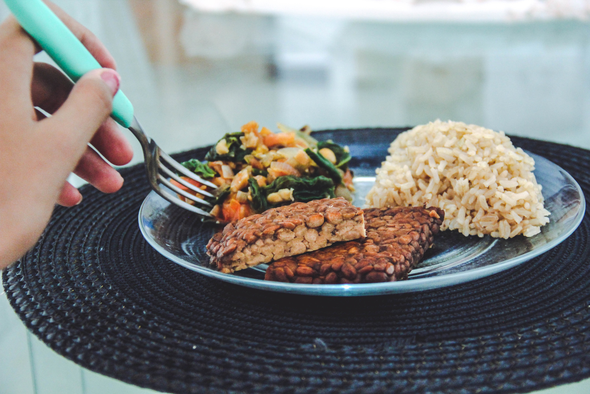 Vegan meal with tempeh