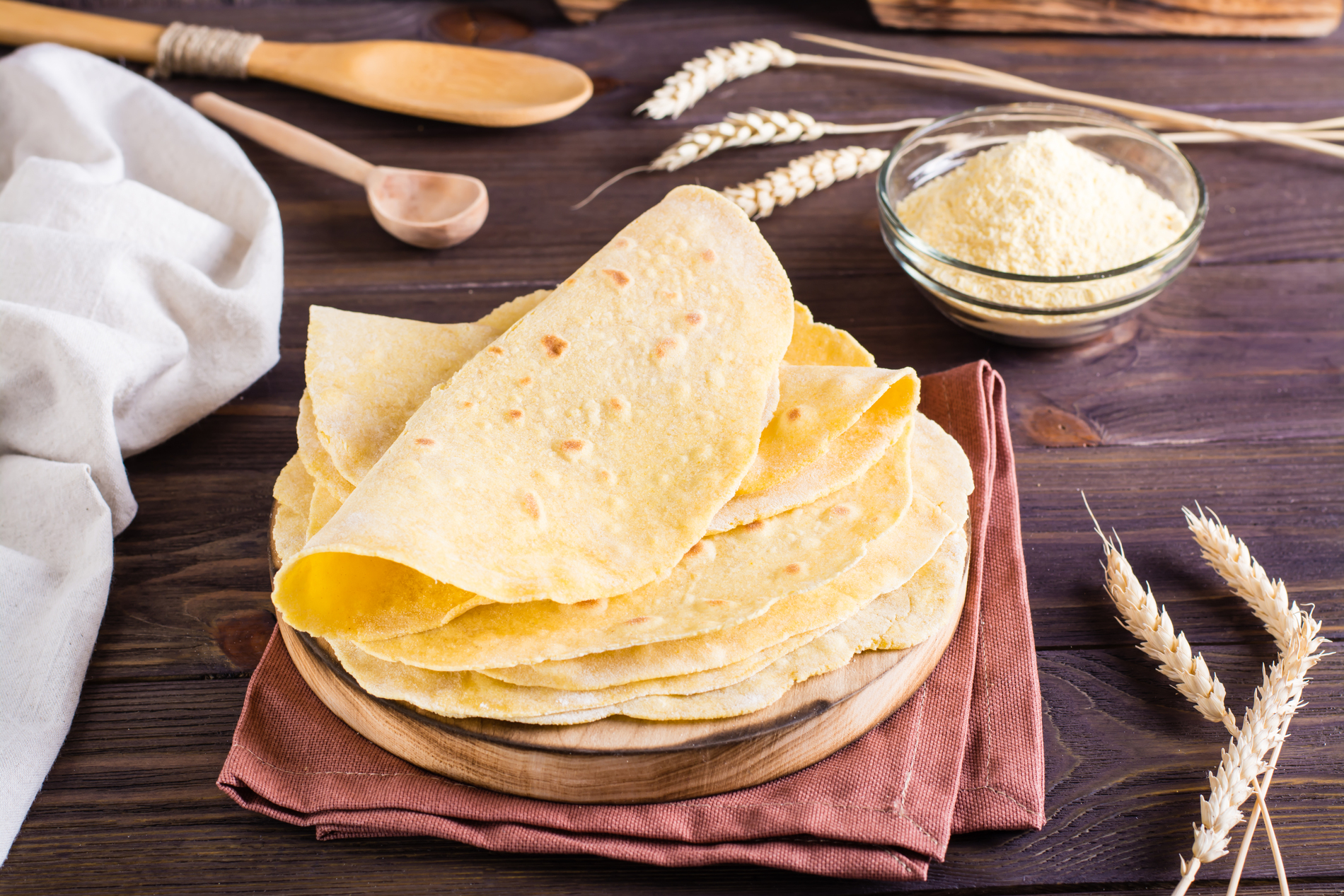 Stack of flour tortillas